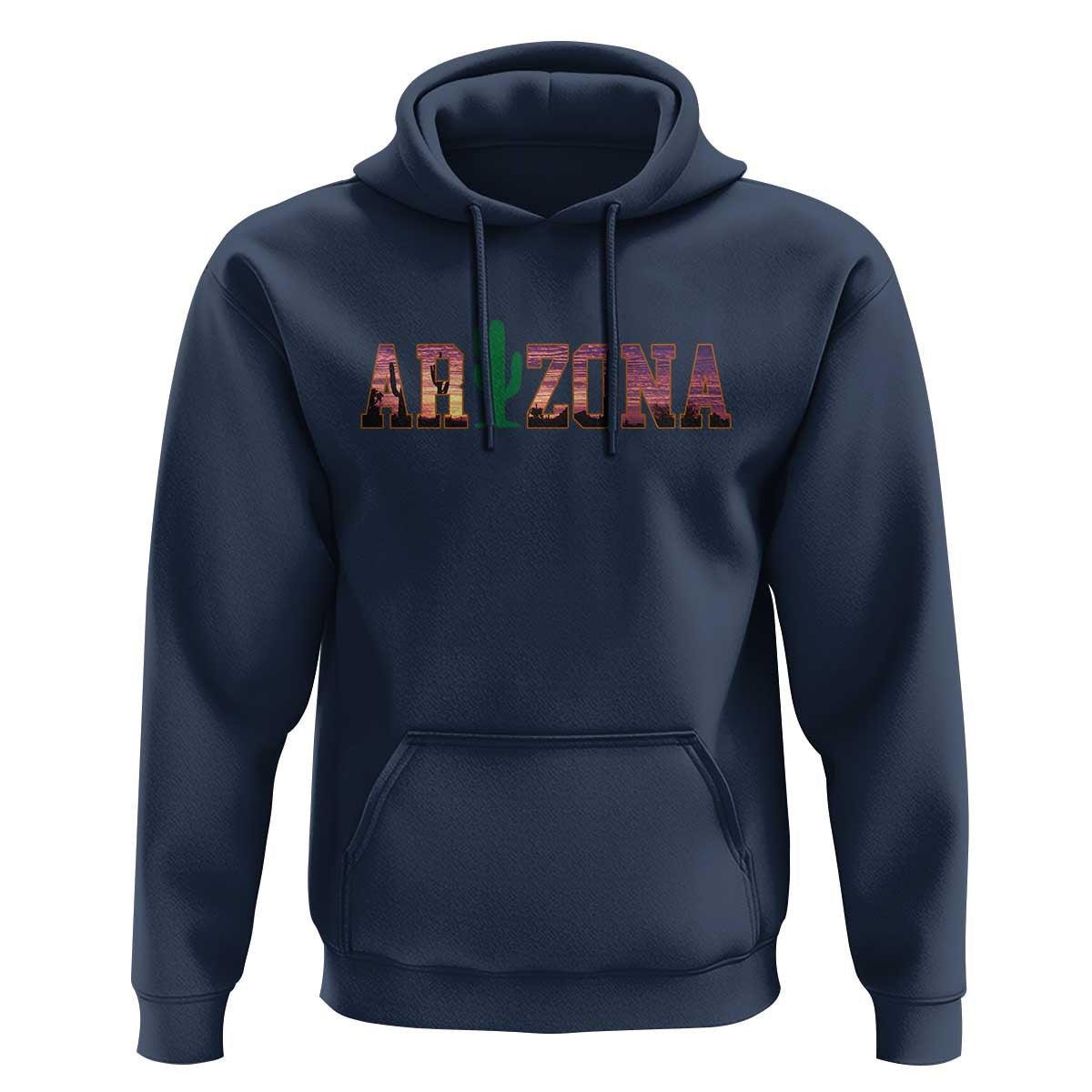Scenic Arizona Sunset Landscape Graphic Hoodie Southwest Saguaro Cactus Letters Travel Souvenir