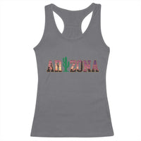 Scenic Arizona Sunset Landscape Graphic Racerback Tank Top Southwest Saguaro Cactus Letters Travel Souvenir
