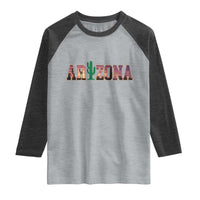 Scenic Arizona Sunset Landscape Graphic Raglan Shirt Southwest Saguaro Cactus Letters Travel Souvenir