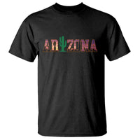 Scenic Arizona Sunset Landscape Graphic T Shirt Southwest Saguaro Cactus Letters Travel Souvenir