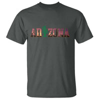 Scenic Arizona Sunset Landscape Graphic T Shirt Southwest Saguaro Cactus Letters Travel Souvenir