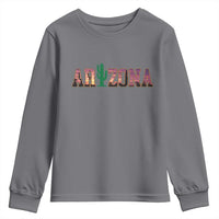 Scenic Arizona Sunset Landscape Graphic Youth Sweatshirt Southwest Saguaro Cactus Letters Travel Souvenir