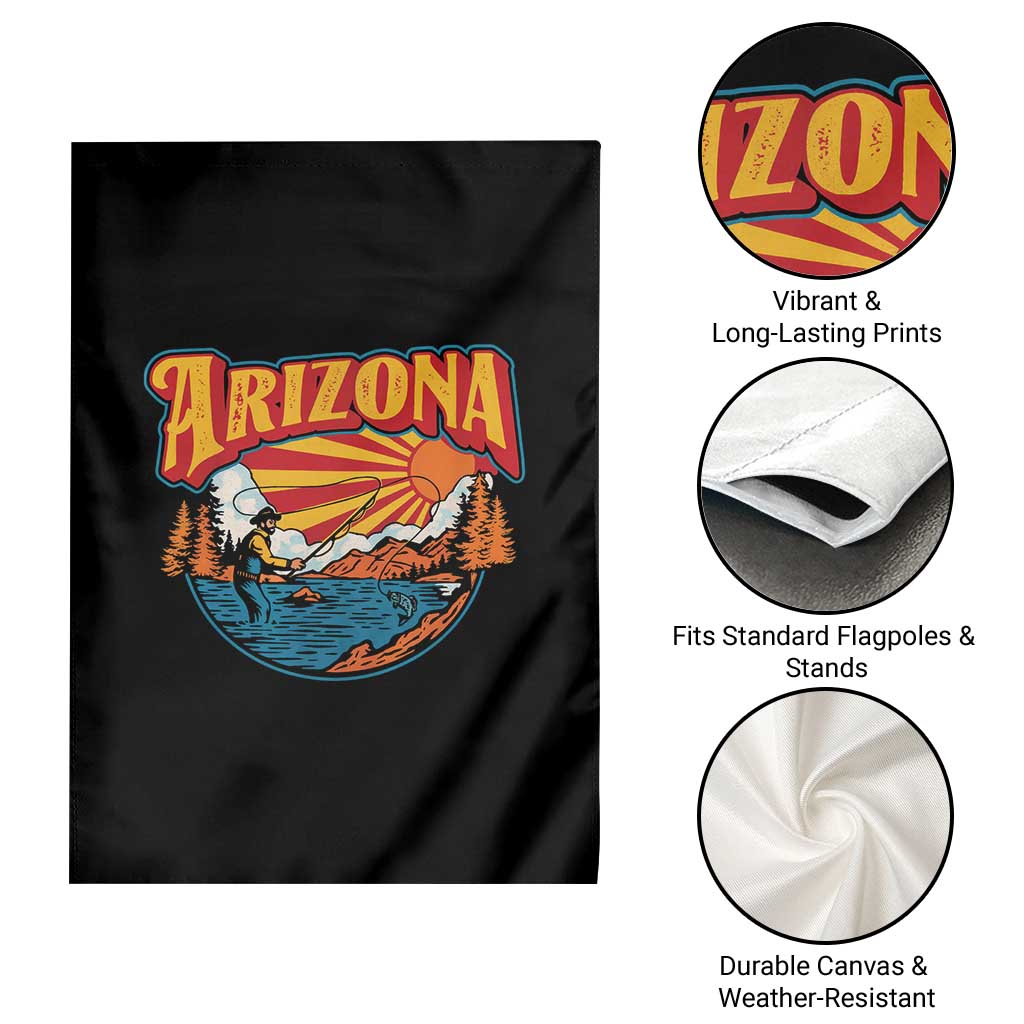 Retro Arizona Fly Fishing River Graphic Garden Flag Vintage Angler Outdoor Mountain Adventure Souvenir