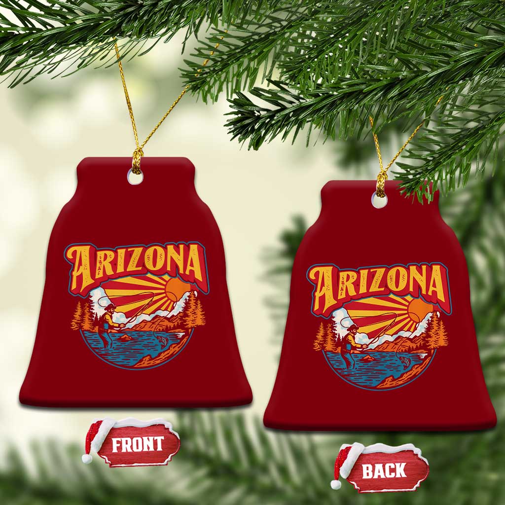 Retro Arizona Fly Fishing River Graphic Ceramic Ornament Vintage Angler Outdoor Mountain Adventure Souvenir