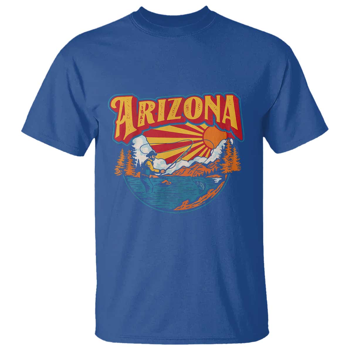 Retro Arizona Fly Fishing River Graphic T Shirt Vintage Angler Outdoor Mountain Adventure Souvenir