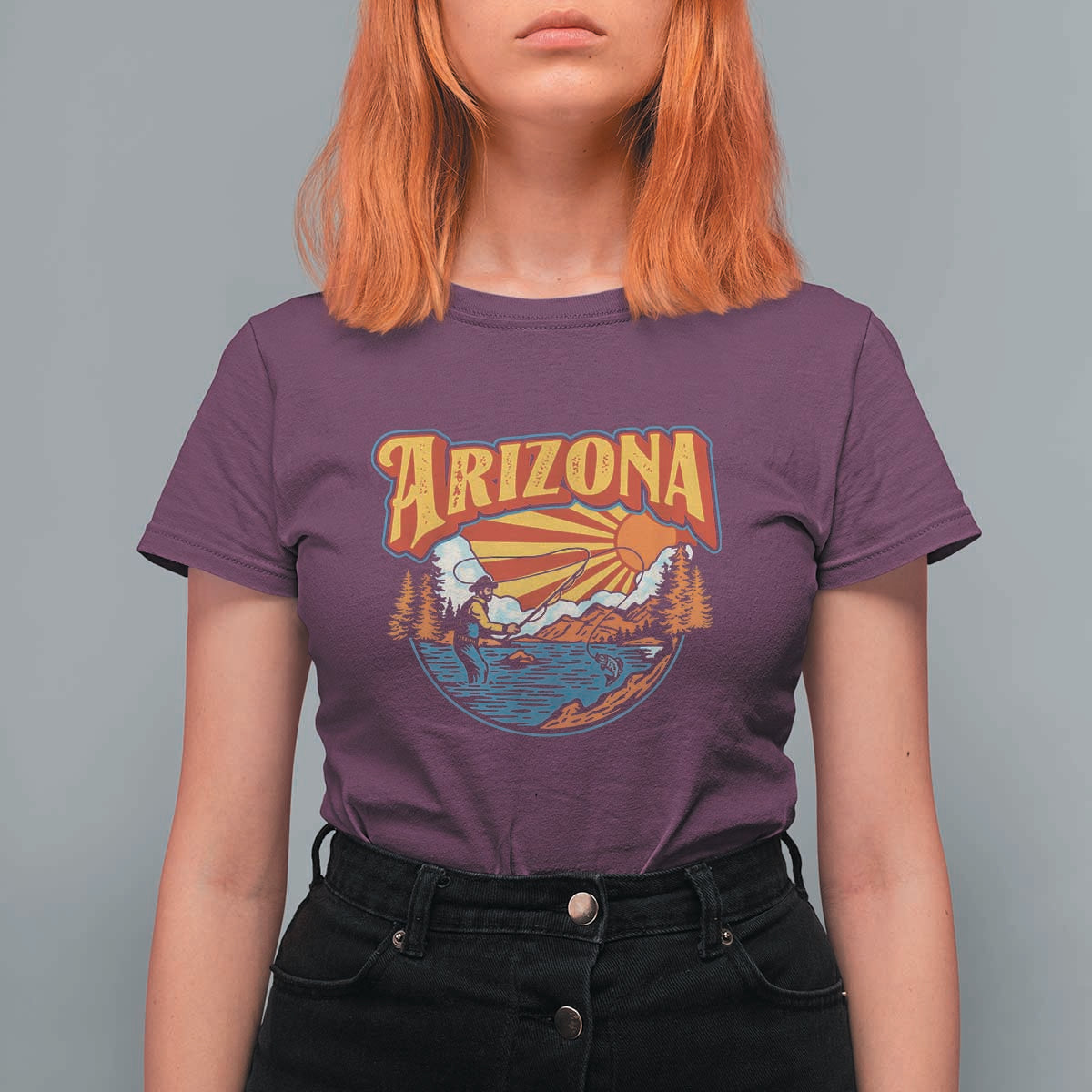 Retro Arizona Fly Fishing River Graphic T Shirt For Women Vintage Angler Outdoor Mountain Adventure Souvenir
