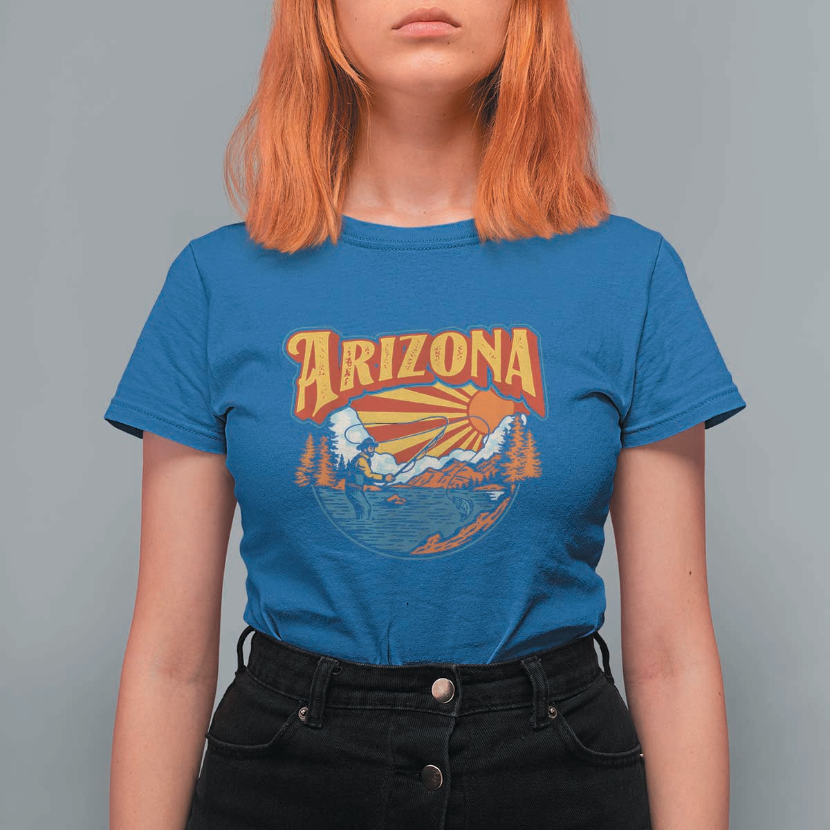 Retro Arizona Fly Fishing River Graphic T Shirt For Women Vintage Angler Outdoor Mountain Adventure Souvenir