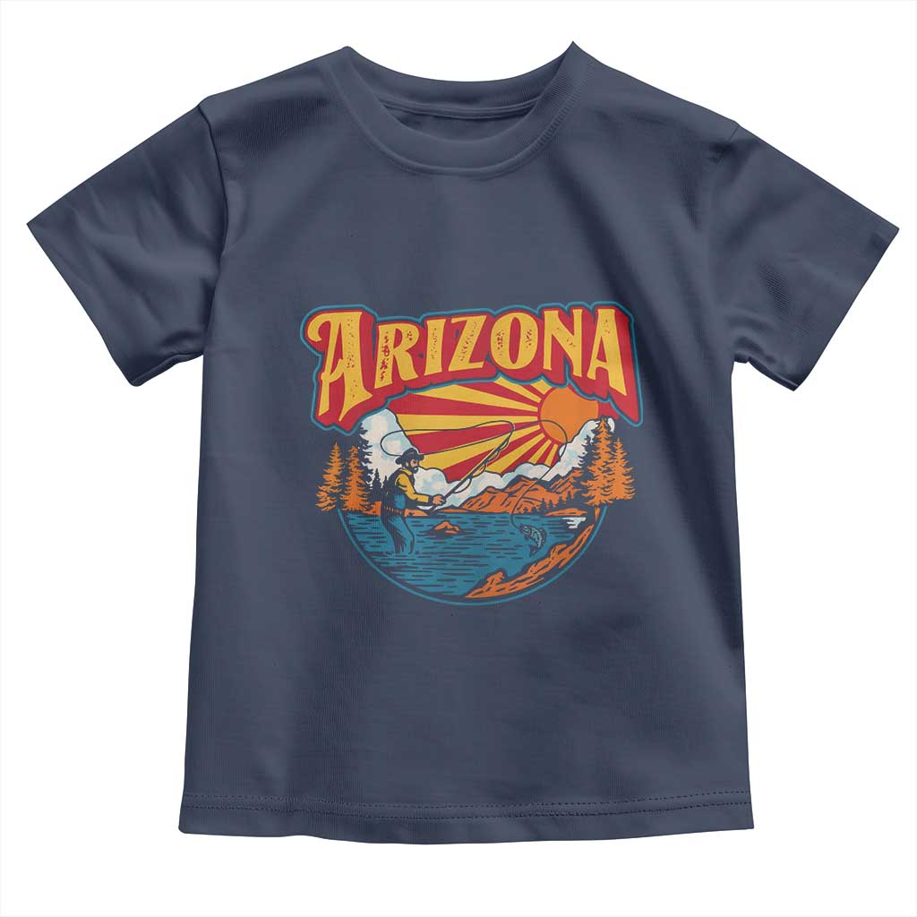 Retro Arizona Fly Fishing River Graphic Toddler T Shirt Vintage Angler Outdoor Mountain Adventure Souvenir