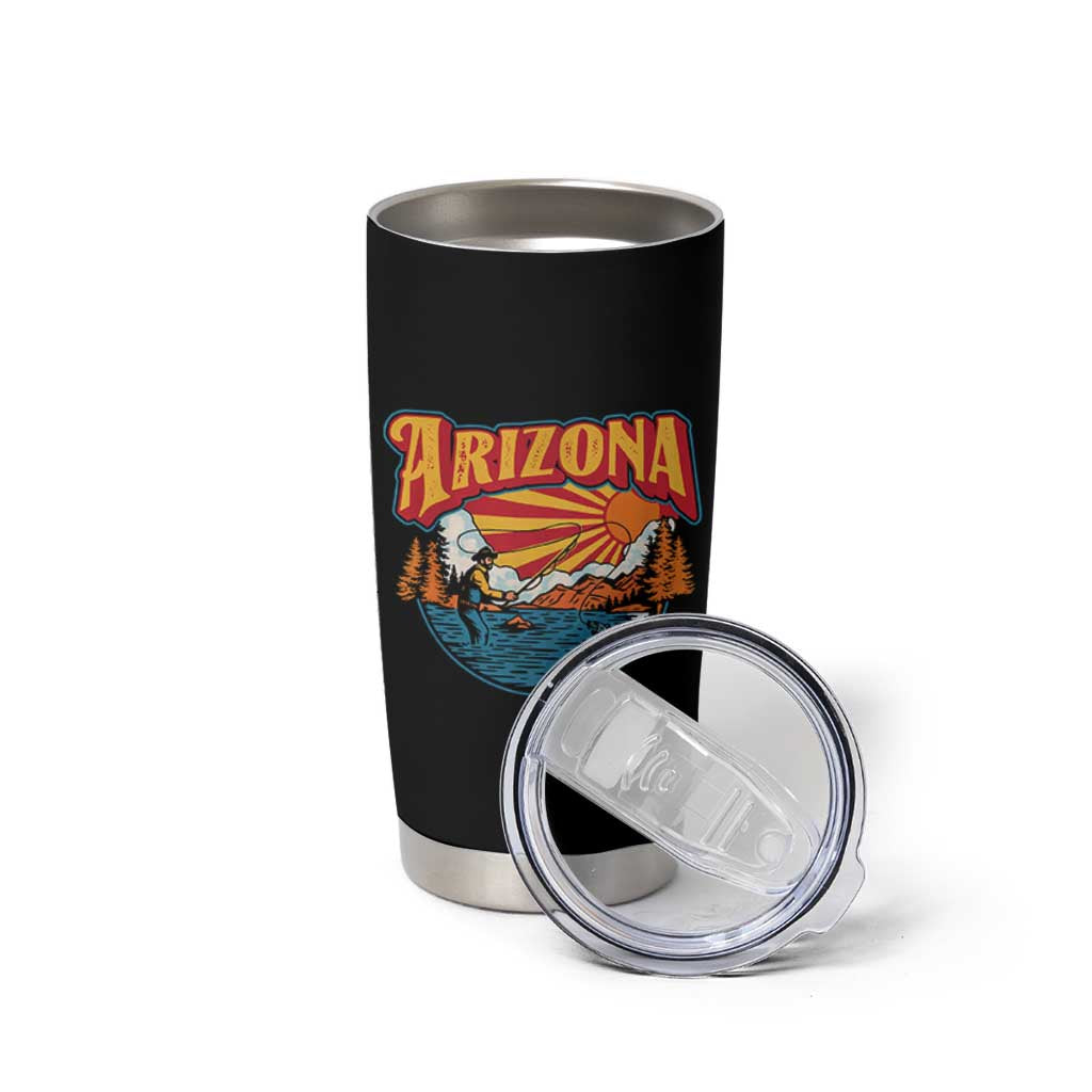 Retro Arizona Fly Fishing River Graphic Tumbler Cup Vintage Angler Outdoor Mountain Adventure Souvenir