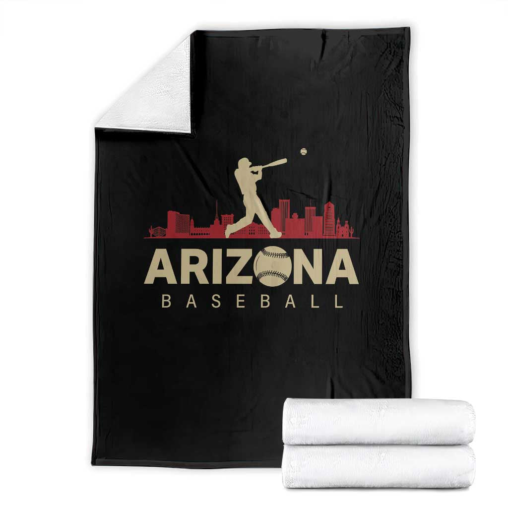 Vintage Arizona State Pride Baseball Player Graphic Throw Blanket Vintage Phoenix Skyline Batter Sports Fan