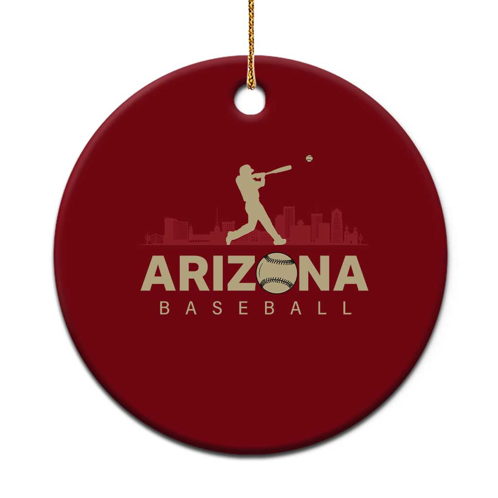 Vintage Arizona State Pride Baseball Player Graphic Ceramic Ornament Vintage Phoenix Skyline Batter Sports Fan