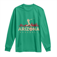 Vintage Arizona State Pride Baseball Player Graphic Long Sleeve Shirt Vintage Phoenix Skyline Batter Sports Fan