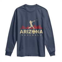 Vintage Arizona State Pride Baseball Player Graphic Long Sleeve Shirt Vintage Phoenix Skyline Batter Sports Fan