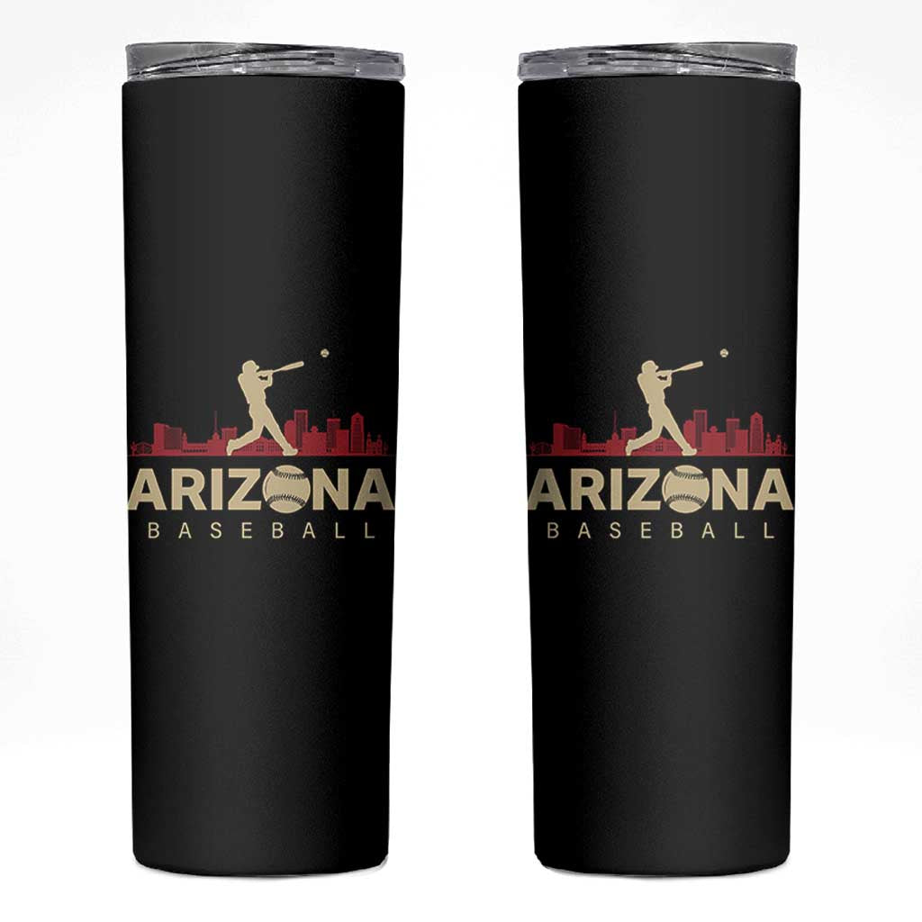 Vintage Arizona State Pride Baseball Player Graphic Skinny Tumbler Vintage Phoenix Skyline Batter Sports Fan