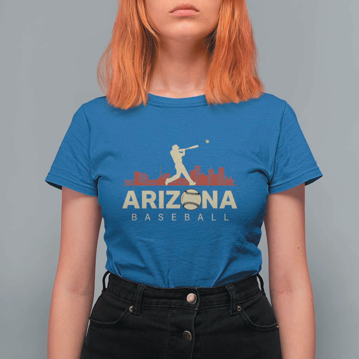 Vintage Arizona State Pride Baseball Player Graphic T Shirt For Women Vintage Phoenix Skyline Batter Sports Fan