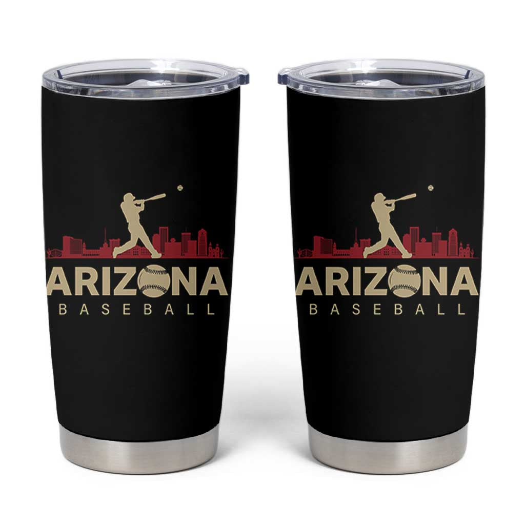 Vintage Arizona State Pride Baseball Player Graphic Tumbler Cup Vintage Phoenix Skyline Batter Sports Fan