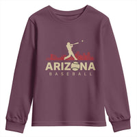 Vintage Arizona State Pride Baseball Player Graphic Youth Sweatshirt Vintage Phoenix Skyline Batter Sports Fan