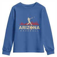 Vintage Arizona State Pride Baseball Player Graphic Youth Sweatshirt Vintage Phoenix Skyline Batter Sports Fan