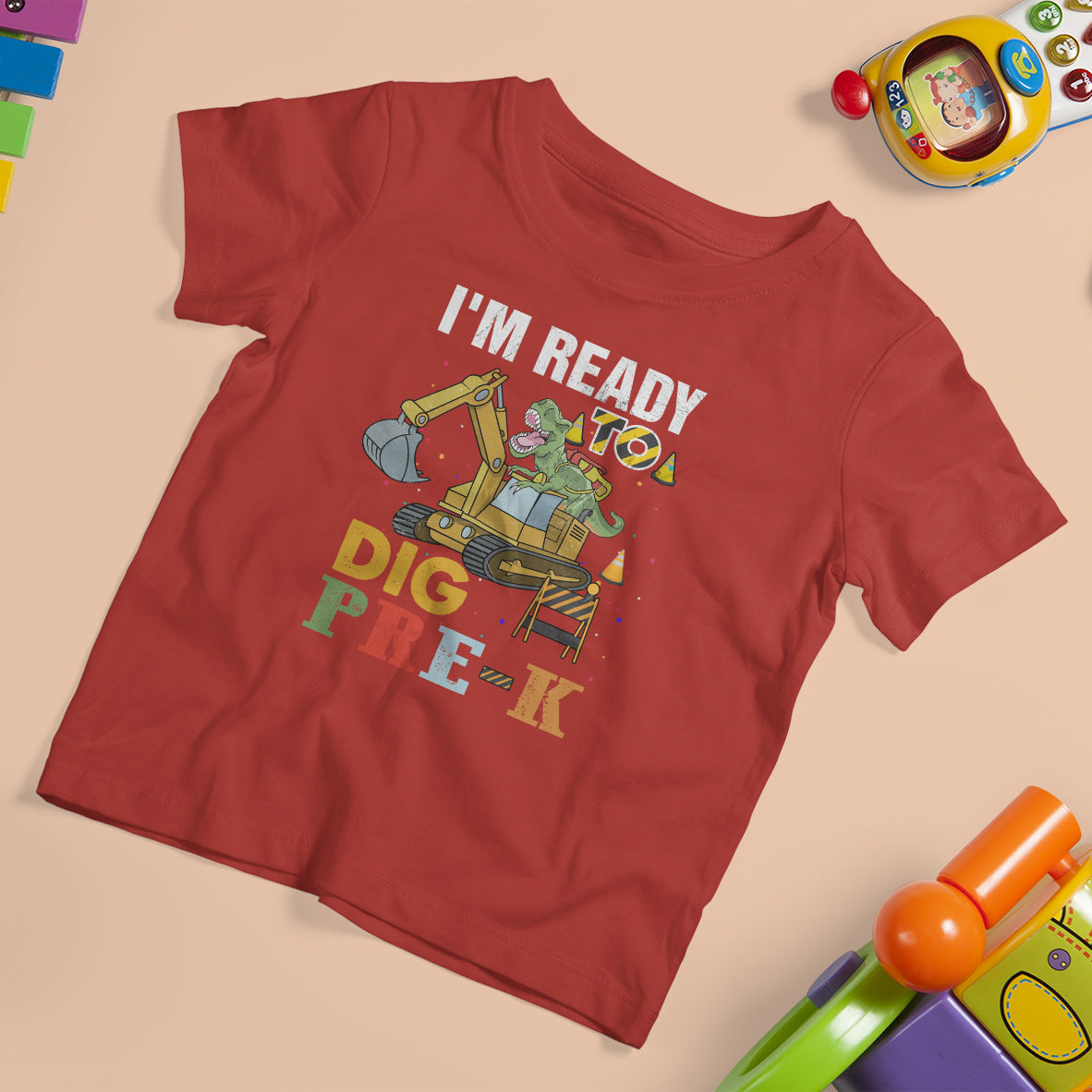 Pre K Dinosaur T Shirt For Kid I'm Ready To Dig Pre Kindergarten Construction Excavator - Wonder Print Shop