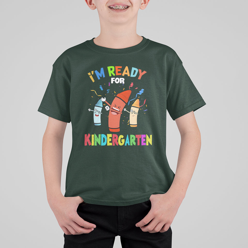 Crayons Kindergarten T Shirt For Kid I'm Ready For Kinder Cute 1st Day Of School - Wonder Print Shop