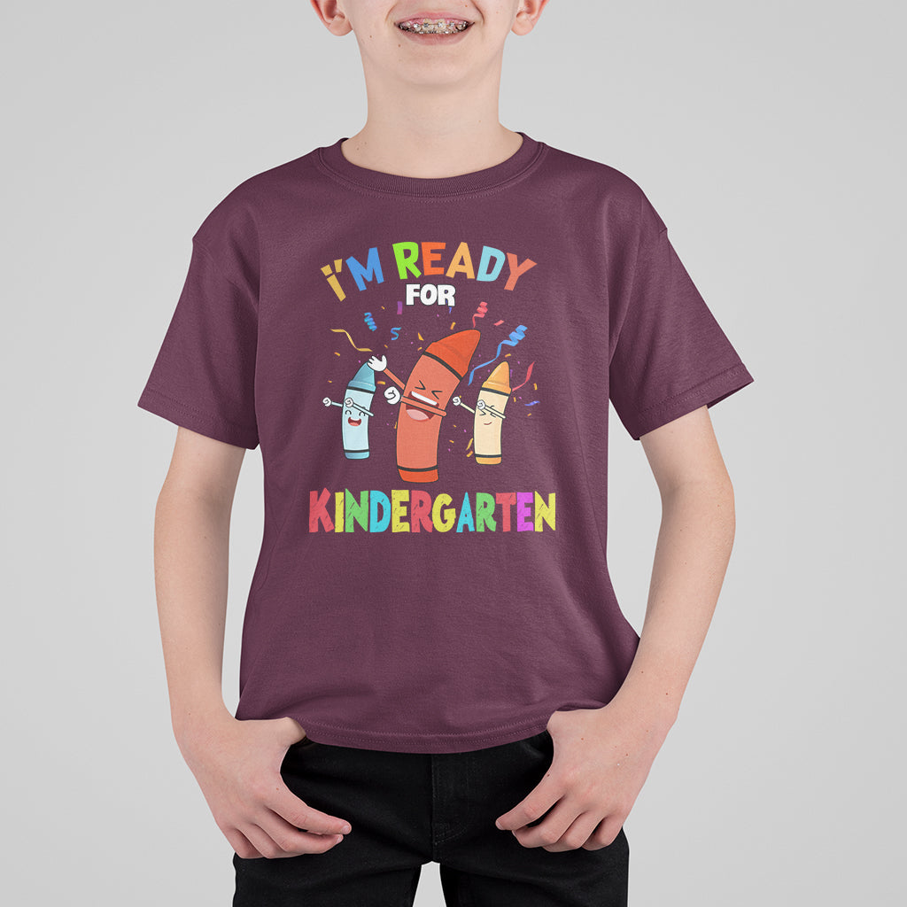 Crayons Kindergarten T Shirt For Kid I'm Ready For Kinder Cute 1st Day Of School - Wonder Print Shop