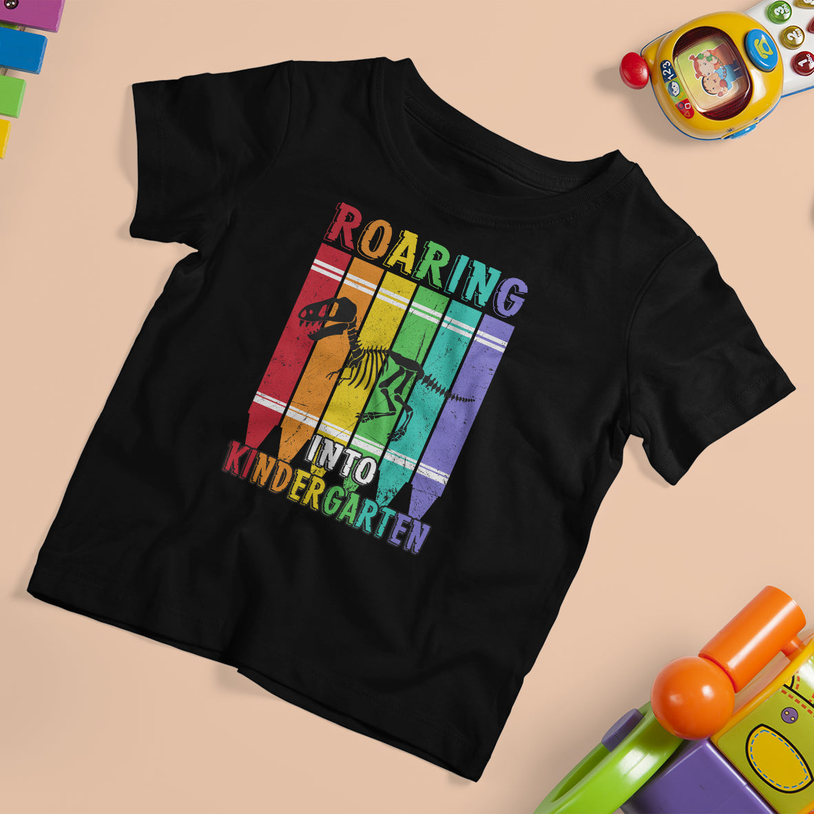 Roaring Into Kindergarten T Shirt For Kid Dinosaur Crayons First Day Of School - Wonder Print Shop
