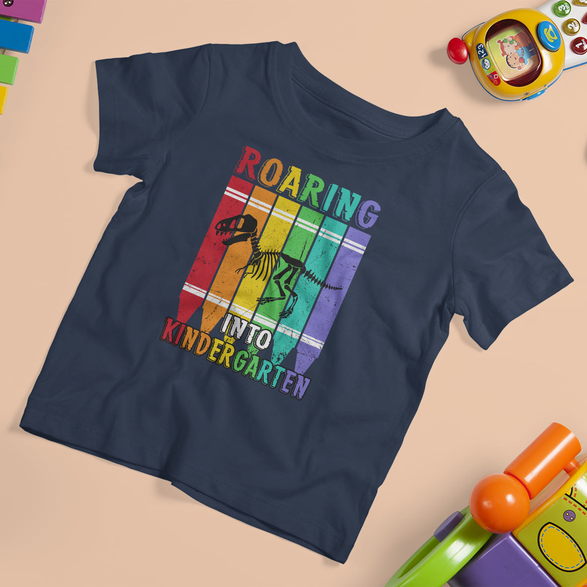 Roaring Into Kindergarten T Shirt For Kid Dinosaur Crayons First Day Of School - Wonder Print Shop