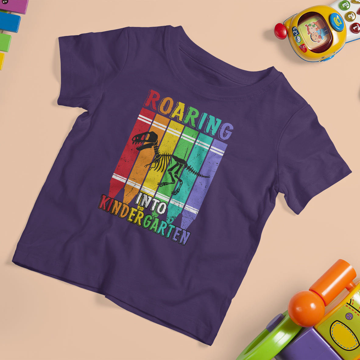 Roaring Into Kindergarten T Shirt For Kid Dinosaur Crayons First Day Of School - Wonder Print Shop