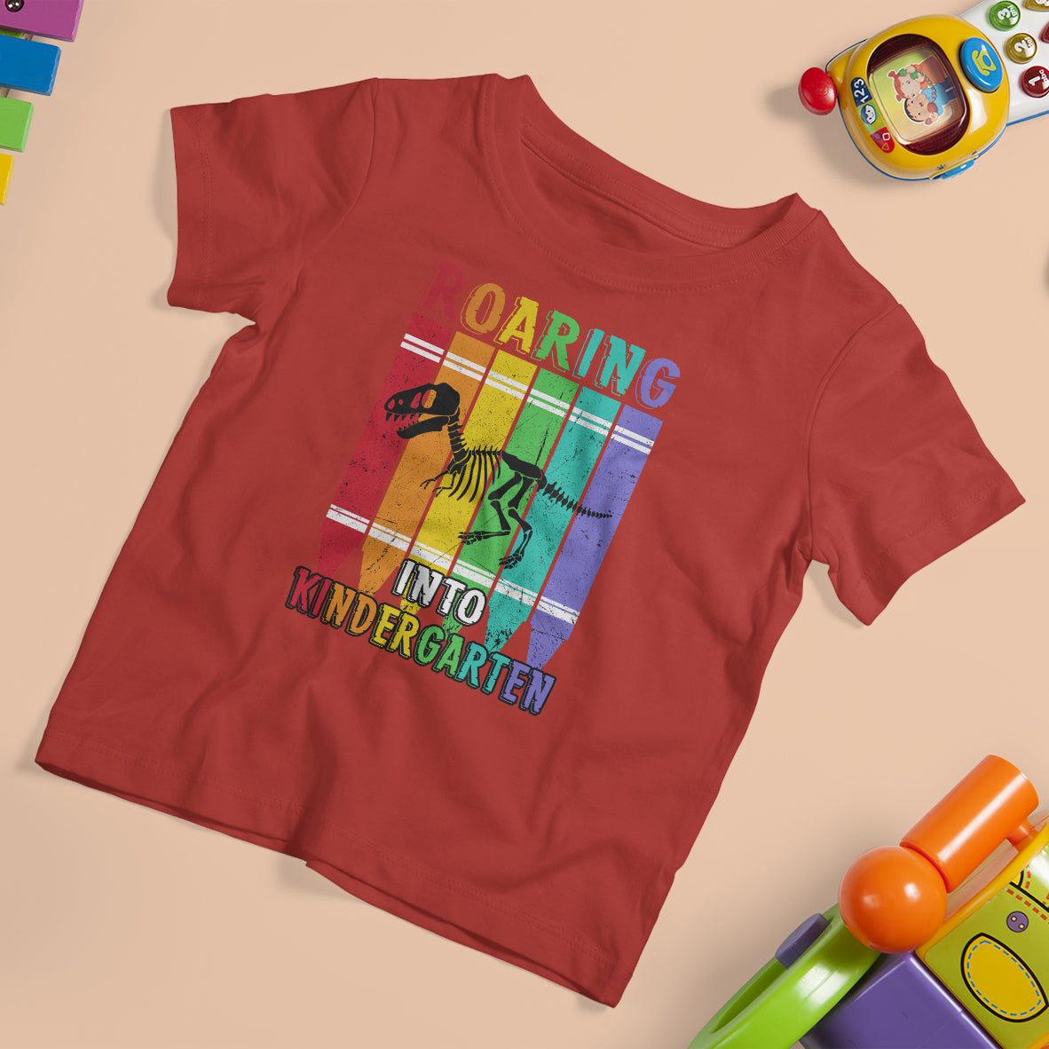 Roaring Into Kindergarten T Shirt For Kid Dinosaur Crayons First Day Of School - Wonder Print Shop