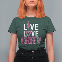 Cheerleading T Shirt For Women Live Love Cheer Girl Pink Leopard Cheerleader - Wonder Print Shop