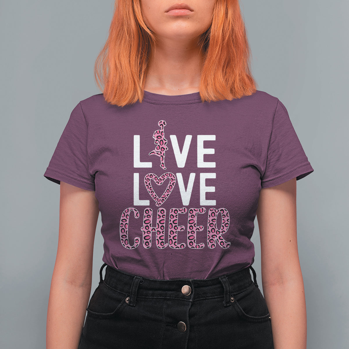 Cheerleading T Shirt For Women Live Love Cheer Girl Pink Leopard Cheerleader - Wonder Print Shop