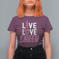 Cheerleading T Shirt For Women Live Love Cheer Girl Pink Leopard Cheerleader - Wonder Print Shop