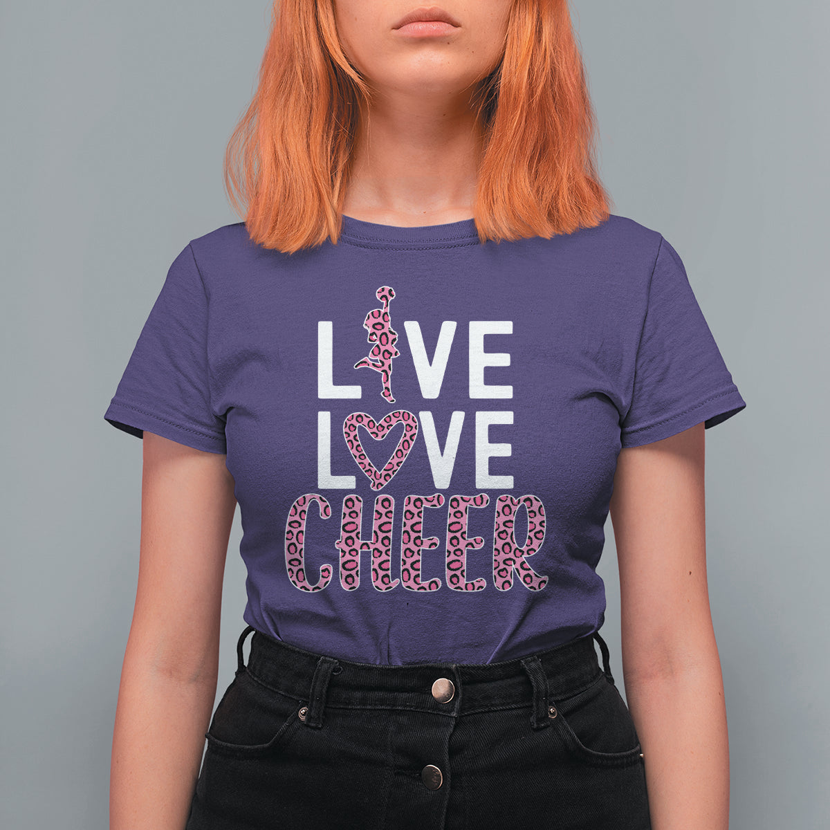 Cheerleading T Shirt For Women Live Love Cheer Girl Pink Leopard Cheerleader - Wonder Print Shop