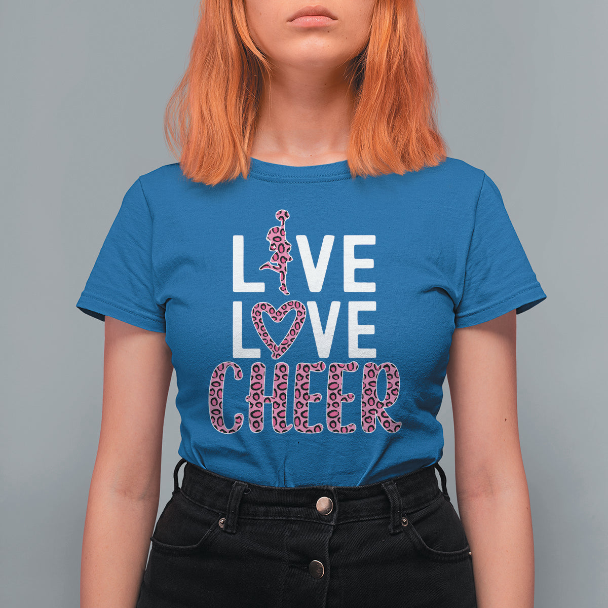 Cheerleading T Shirt For Women Live Love Cheer Girl Pink Leopard Cheerleader - Wonder Print Shop