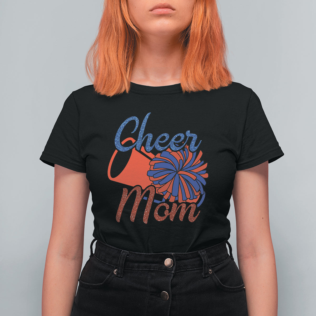 Cheerleading T Shirt For Women Cheer Mom Biggest Fan Cheerleader Pom Pom - Wonder Print Shop