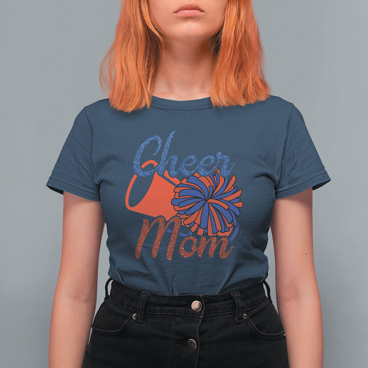 Cheerleading T Shirt For Women Cheer Mom Biggest Fan Cheerleader Pom Pom - Wonder Print Shop