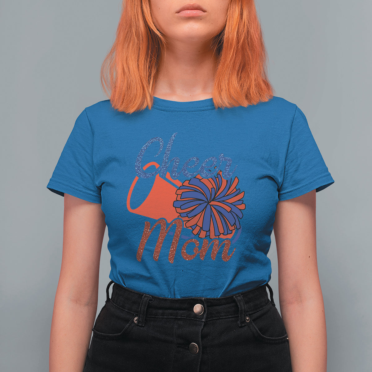 Cheerleading T Shirt For Women Cheer Mom Biggest Fan Cheerleader Pom Pom - Wonder Print Shop
