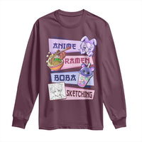 Anime Ramen Boba Sketching Long Sleeve Shirt Kawaii Girl Bubble Tea Otaku Manga Lover Japanese Pop Culture