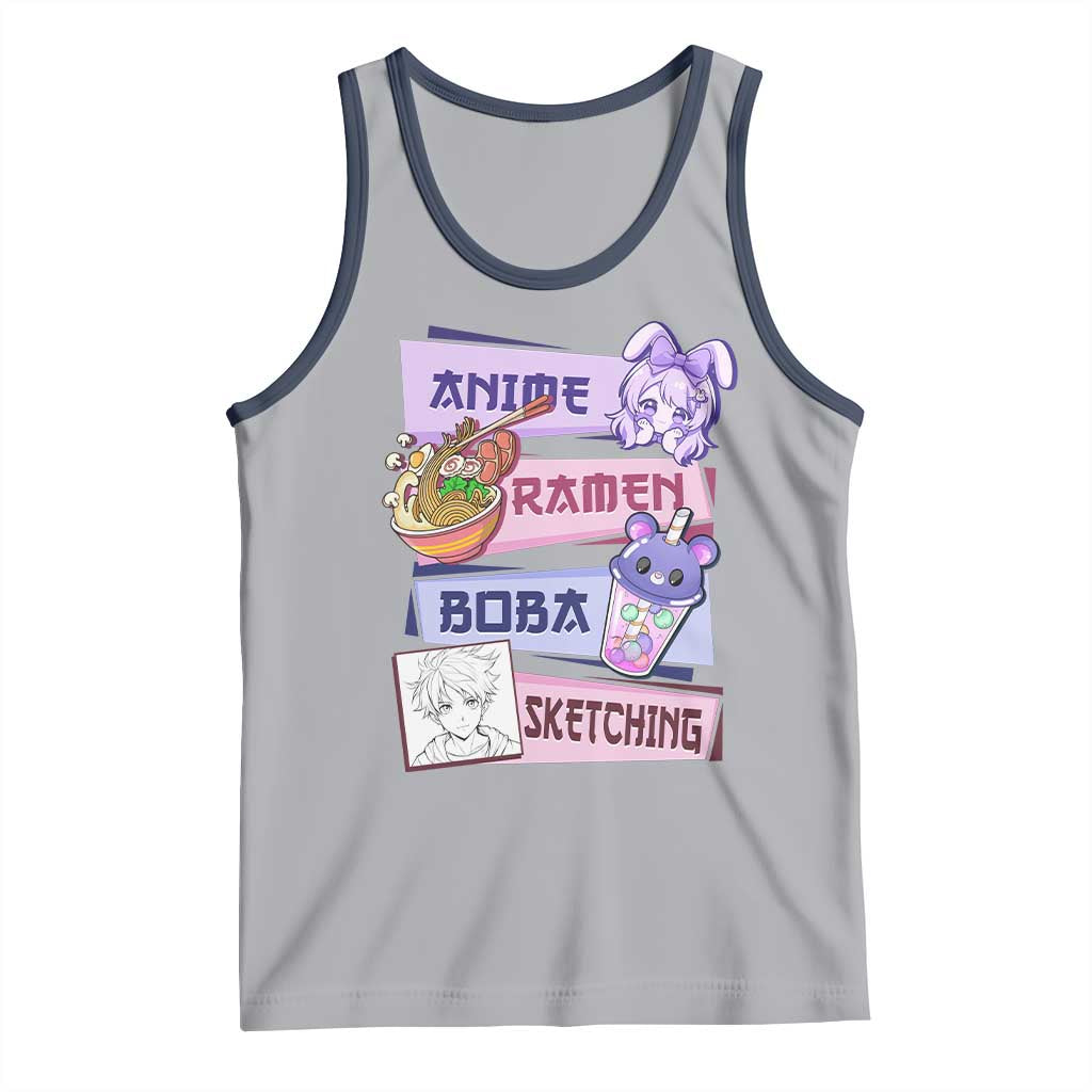 Anime Ramen Boba Sketching Tank Top Kawaii Girl Bubble Tea Otaku Manga Lover Japanese Pop Culture