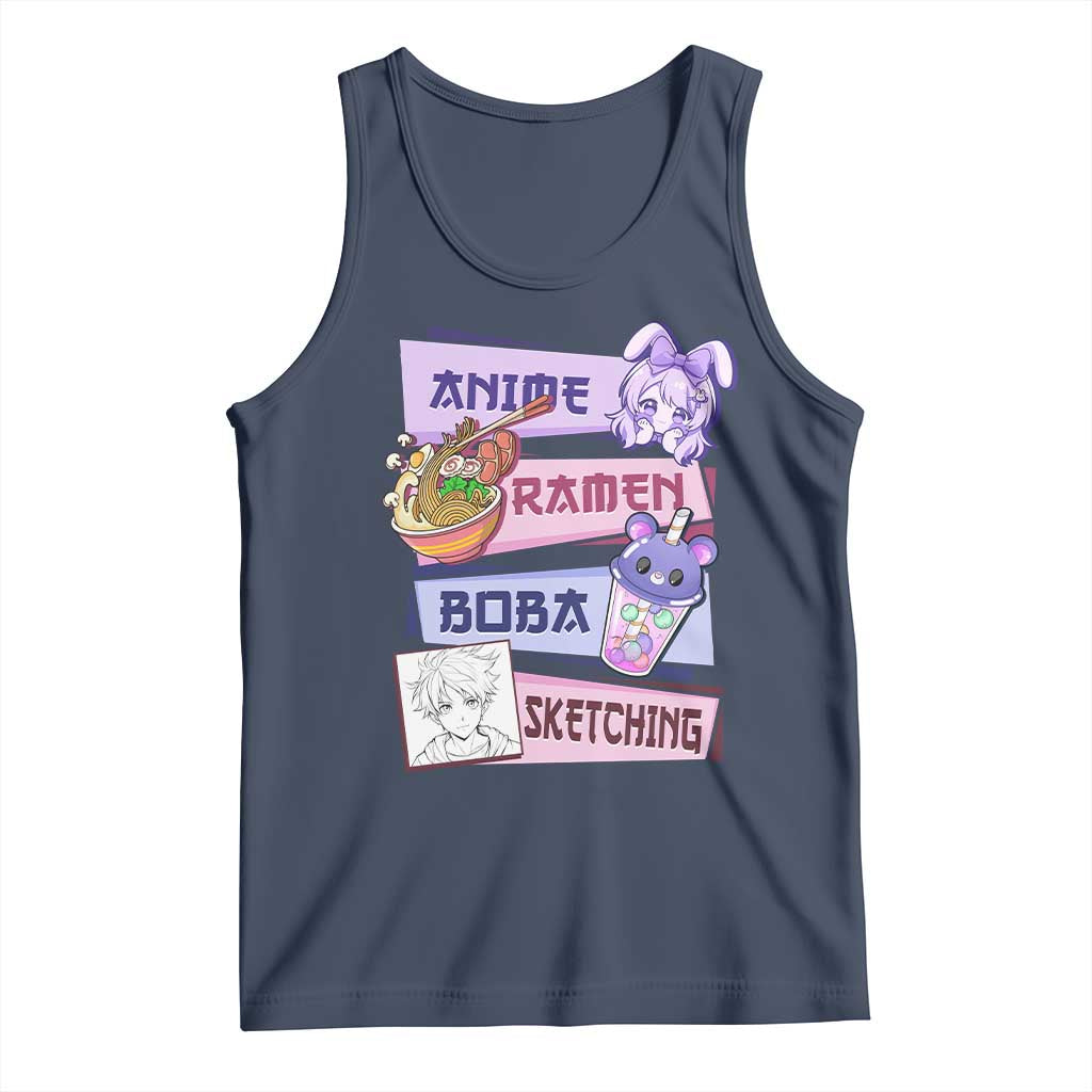 Anime Ramen Boba Sketching Tank Top Kawaii Girl Bubble Tea Otaku Manga Lover Japanese Pop Culture