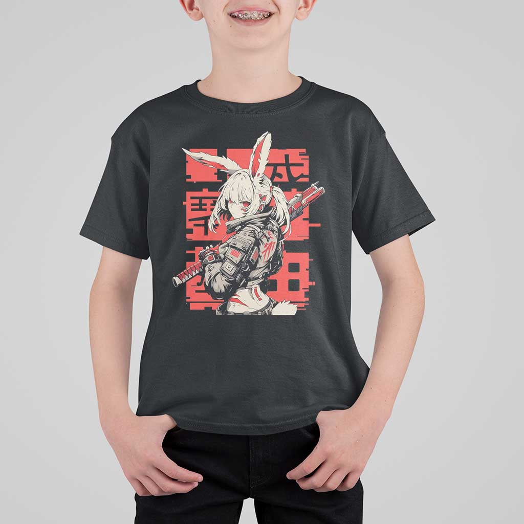 Anime Manga Cyberpunk T Shirt For Kid Techwear Harajuku Style Bunny Girl - Wonder Print Shop
