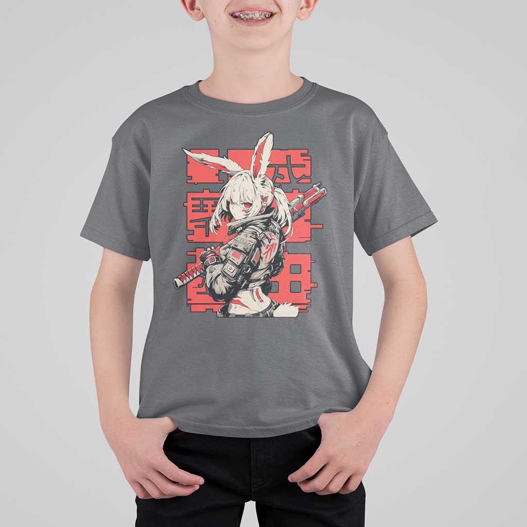 Anime Manga Cyberpunk T Shirt For Kid Techwear Harajuku Style Bunny Girl - Wonder Print Shop
