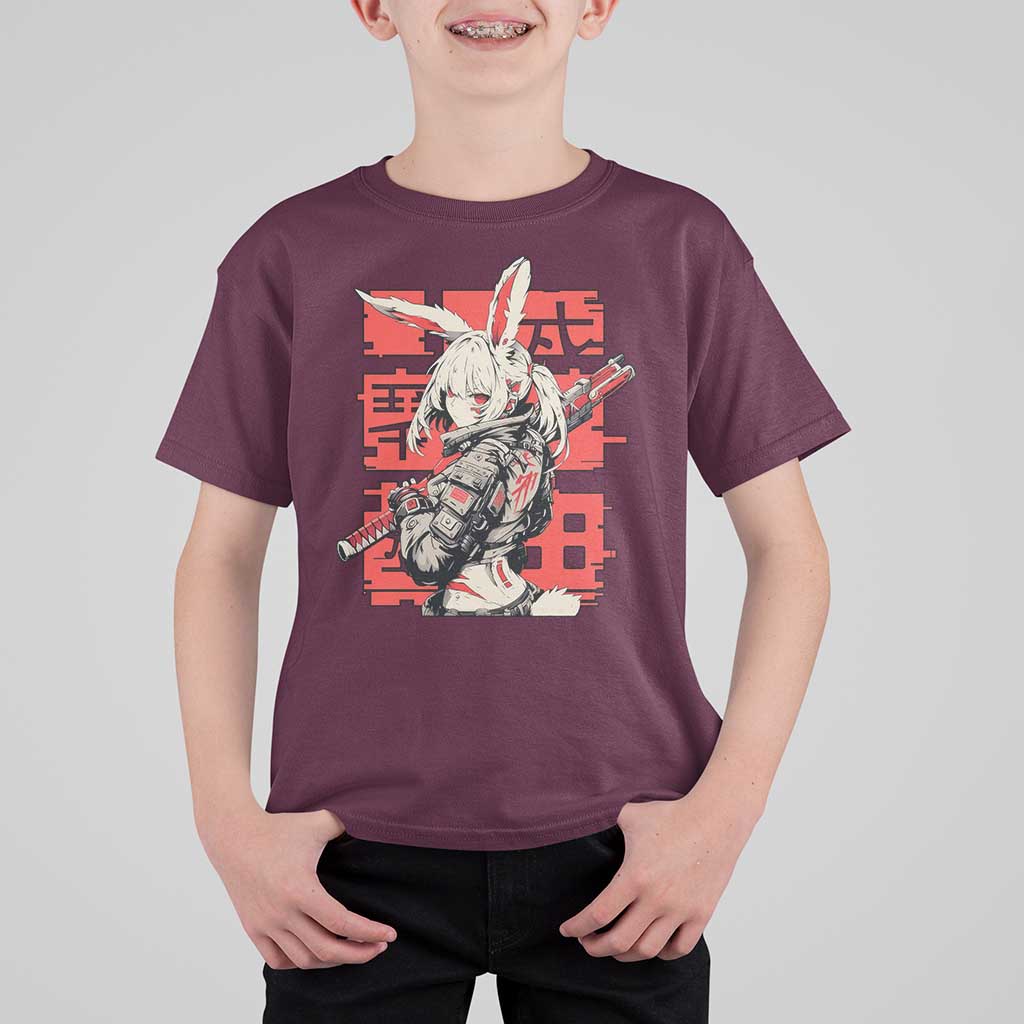 Anime Manga Cyberpunk T Shirt For Kid Techwear Harajuku Style Bunny Girl - Wonder Print Shop