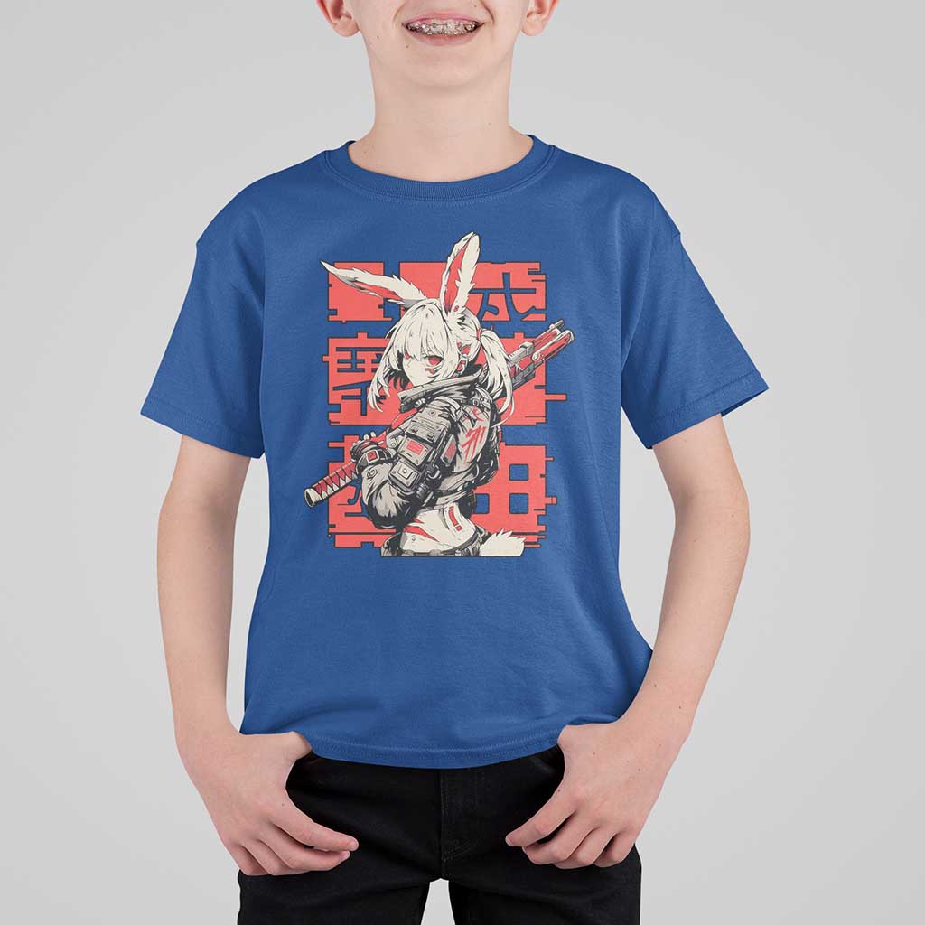 Anime Manga Cyberpunk T Shirt For Kid Techwear Harajuku Style Bunny Girl - Wonder Print Shop