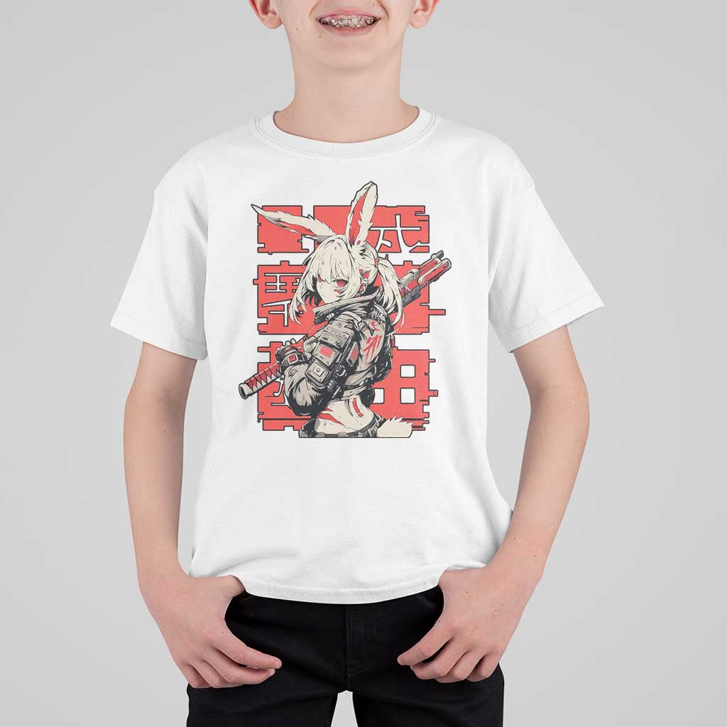 Anime Manga Cyberpunk T Shirt For Kid Techwear Harajuku Style Bunny Girl - Wonder Print Shop