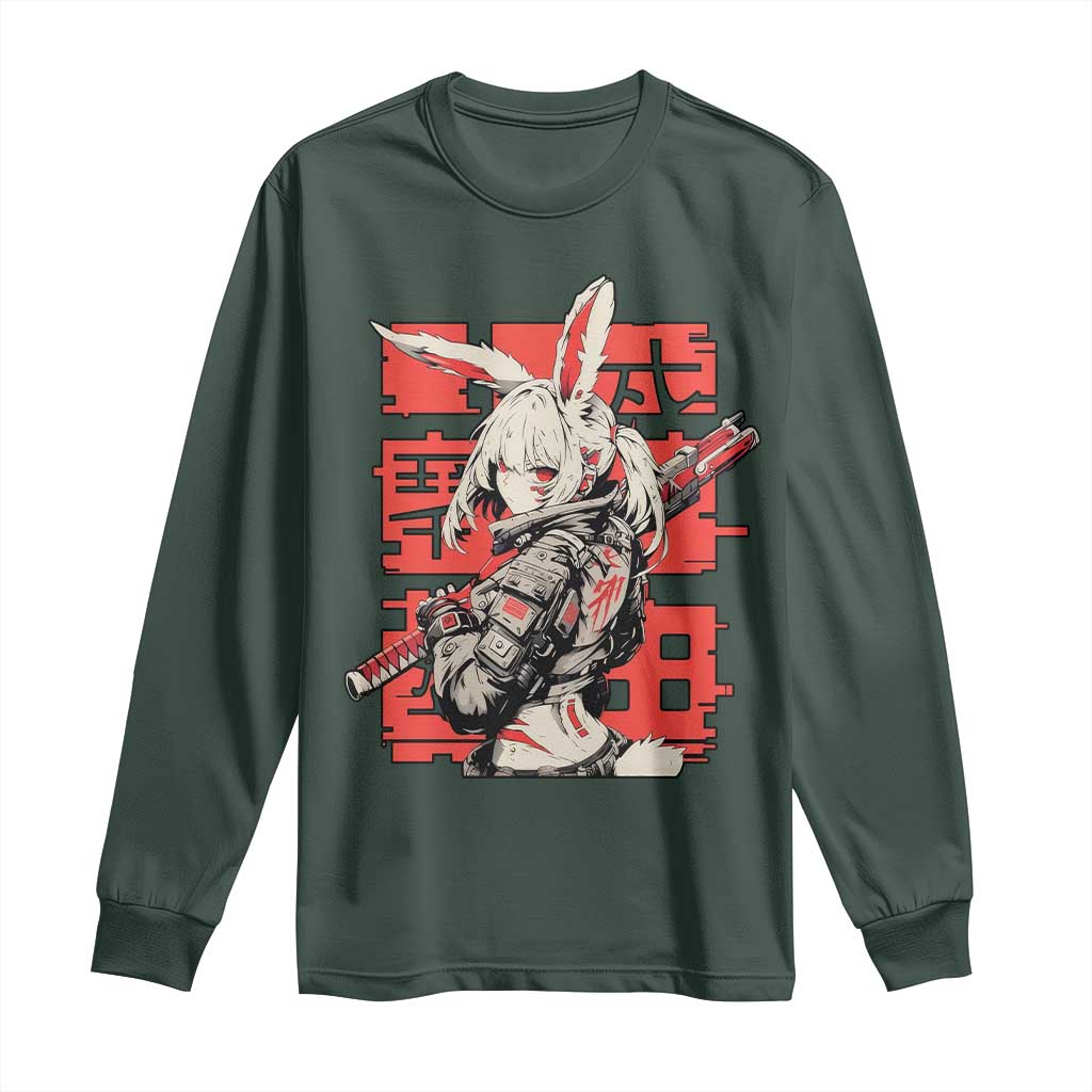Anime Manga Cyberpunk Long Sleeve Shirt Techwear Harajuku Style Bunny Girl