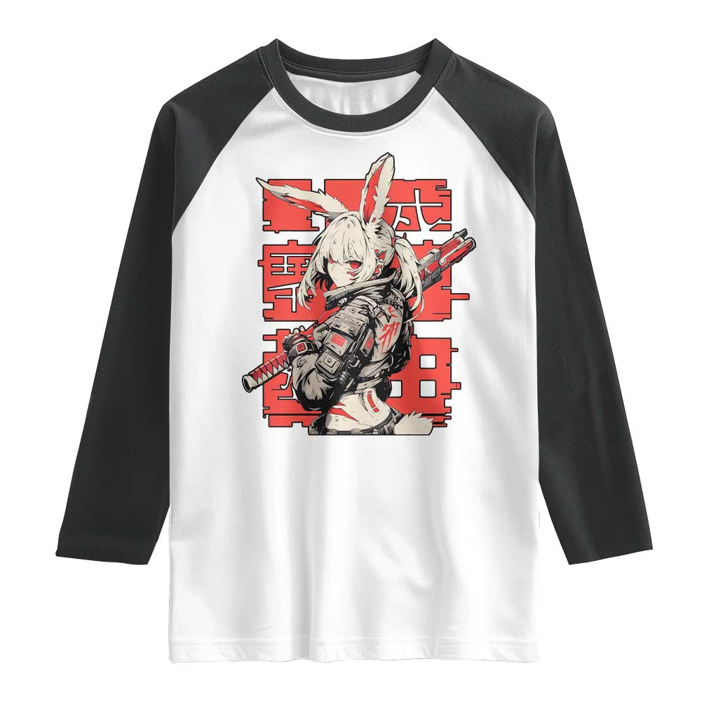Anime Manga Cyberpunk Raglan Shirt Techwear Harajuku Style Bunny Girl