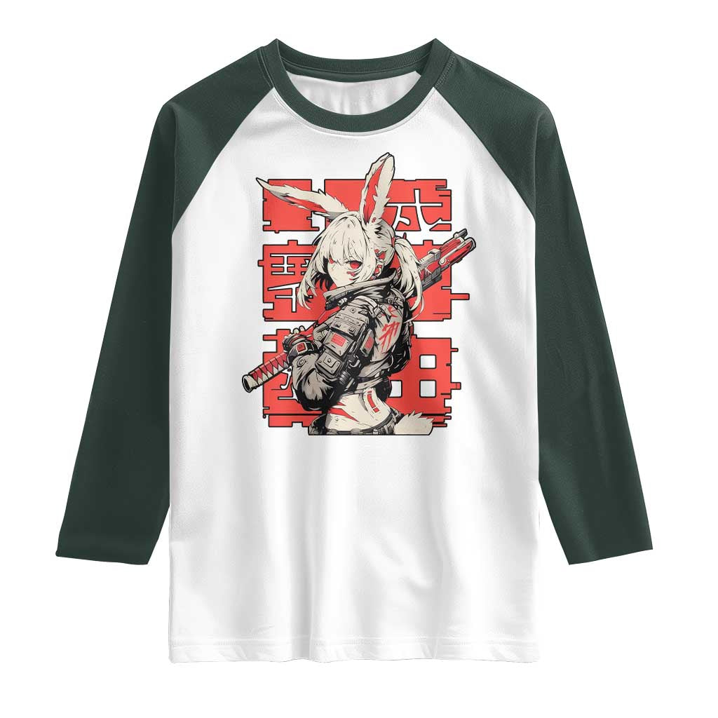 Anime Manga Cyberpunk Raglan Shirt Techwear Harajuku Style Bunny Girl