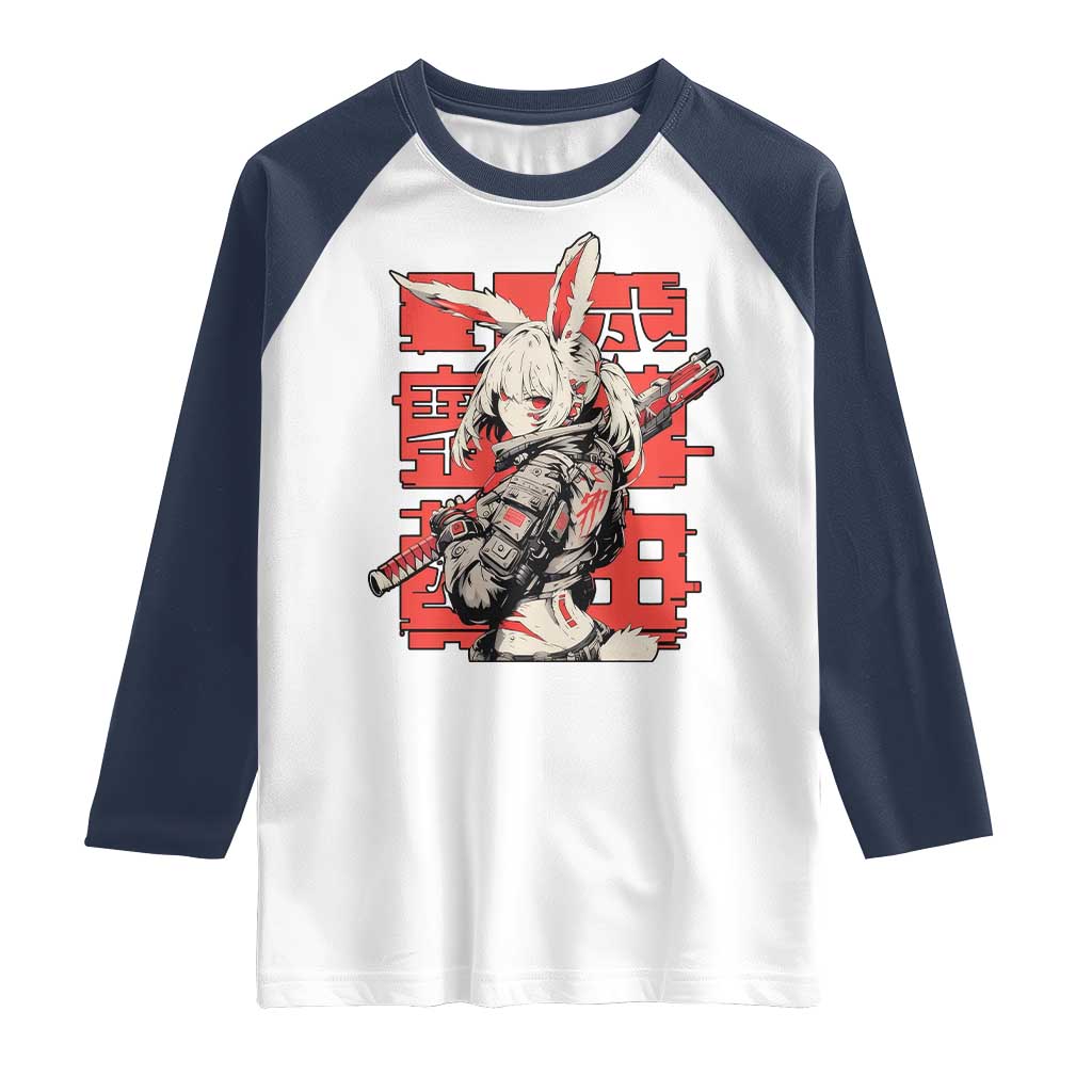 Anime Manga Cyberpunk Raglan Shirt Techwear Harajuku Style Bunny Girl