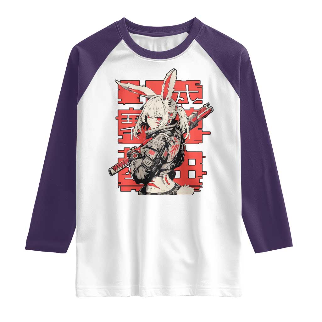 Anime Manga Cyberpunk Raglan Shirt Techwear Harajuku Style Bunny Girl